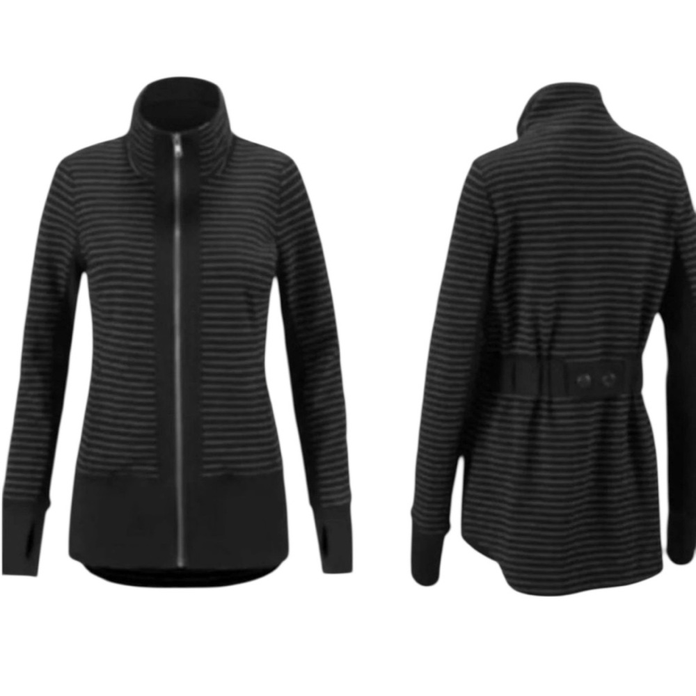 CABI style #3378 Sporty Sprint jacket black w/white pinstripes zip up jacket XS